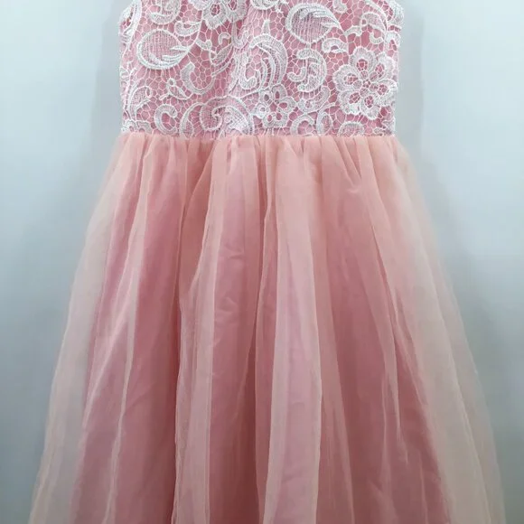 Pink Party Dress for a Princess! White Lace Tulle Ballgown Easter Flower Girl - Picture 5 of 15